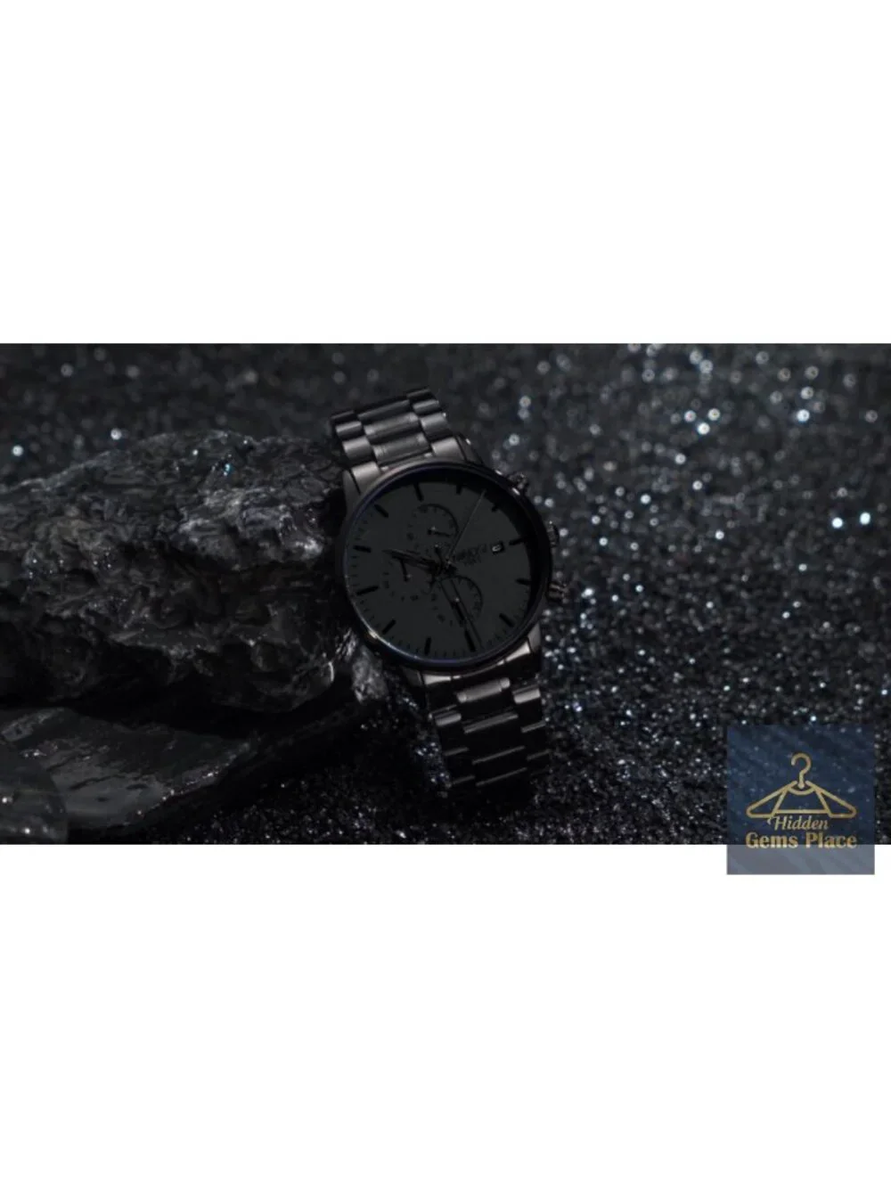 Minimalist Analog Chronograph Watch with Date, Stainless Steel